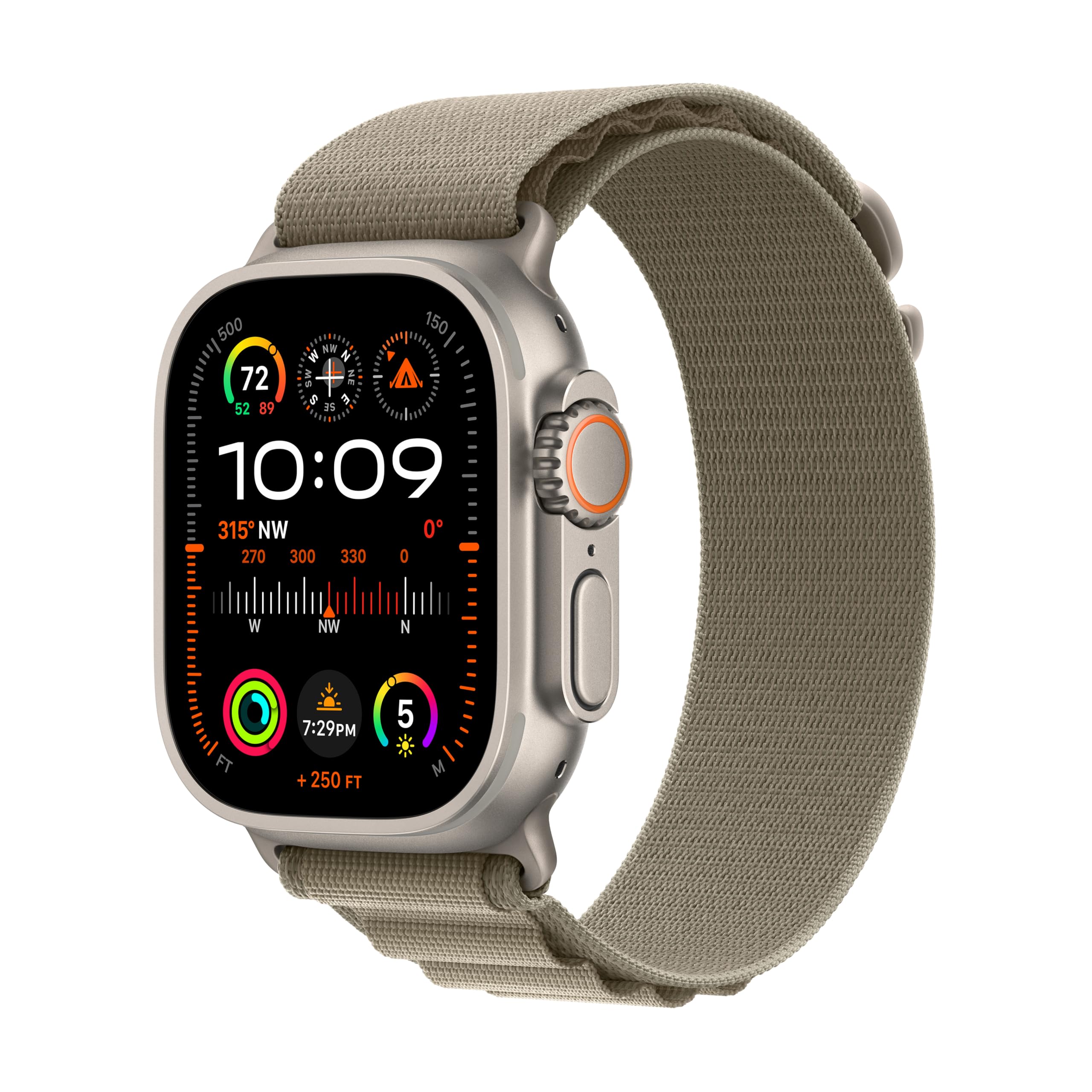 Titanium Case with Olive Alpine Loop / Small - fits 130-160mm wrists